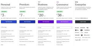 WordPress.com Pricing Plans (UK – Annual Billing)